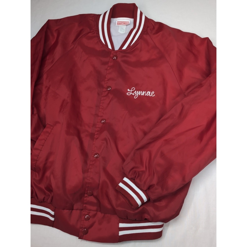Vintage Hartwell Women's Large Bomber Jacket Snaps Striped Cuffs Conover Soccer